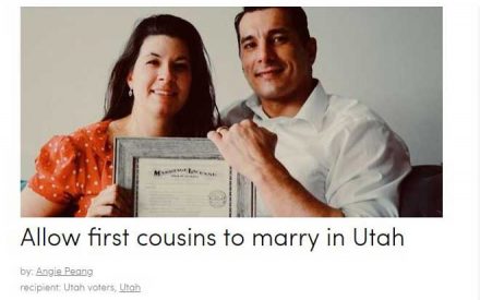 美国表兄妹相恋并在他州完婚，在线请愿本州合法结婚